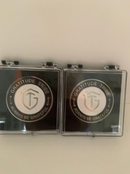 Gratitude Tribe Commemorative CoinGRATITUDE TRIBE, front, black.