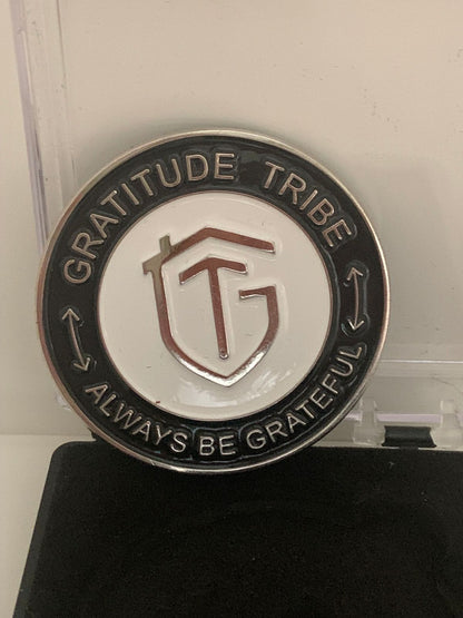 Gratitude Tribe Commemorative CoinGRATITUDE TRIBE, front, black.