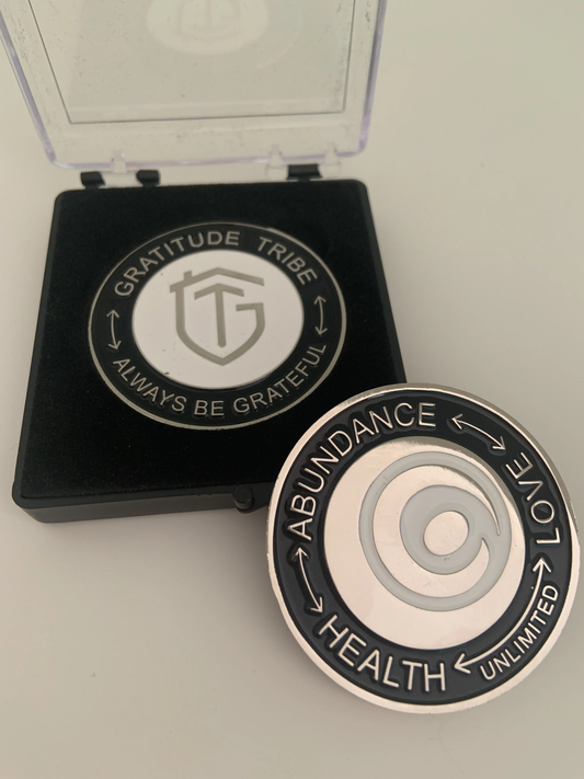 Gratitude Tribe commemorative coin, black, front, back 